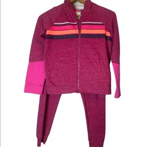 Athletic works Pink 2 piece sweatsuit set big girls large 10 12 
Full zip